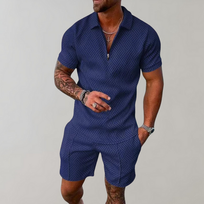Men's Two-Piece Set with Polo and Shorts