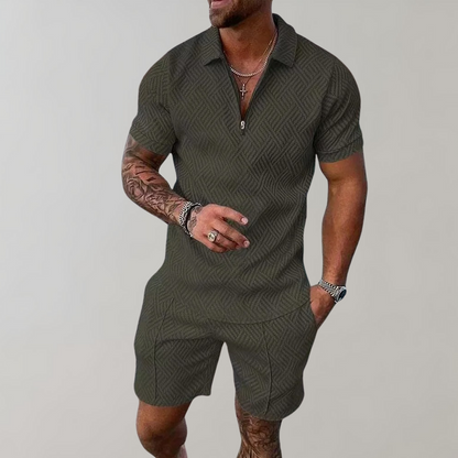 Men's Two-Piece Set with Polo and Shorts