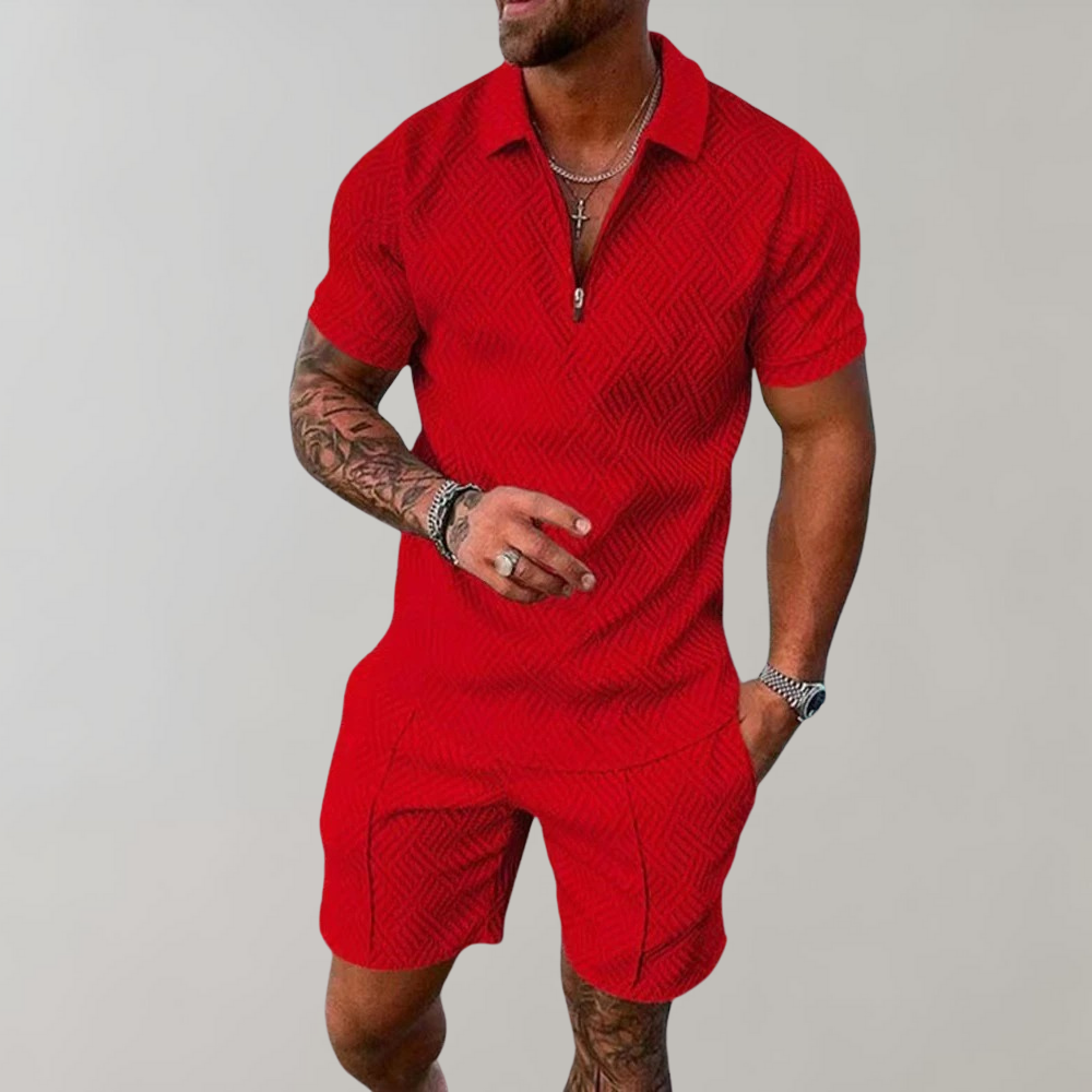 Men's Two-Piece Set with Polo and Shorts