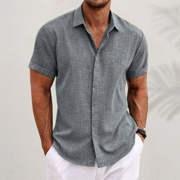Men's Short Sleeve Button-Up Shirt-6