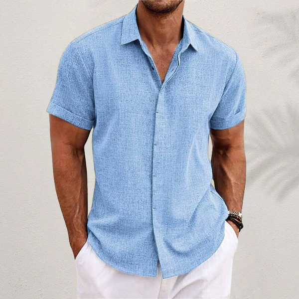 Men's Short Sleeve Button-Up Shirt-4