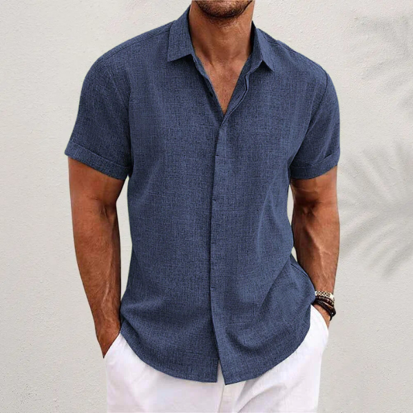 Men's Short Sleeve Button-Up Shirt-2
