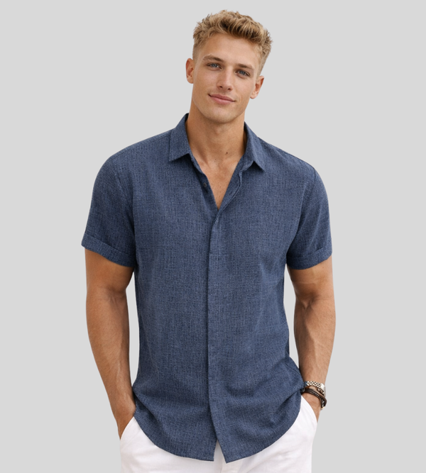 Men's Short Sleeve Button-Up Shirt-1