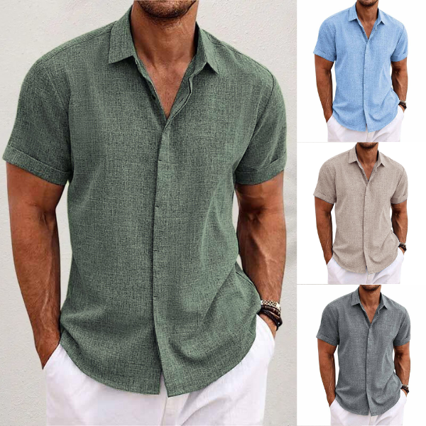 Men's Short Sleeve Button-Up Shirt-11
