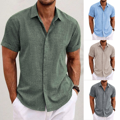 Men's Short Sleeve Button-Up Shirt-11