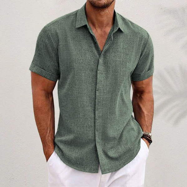 Men's Short Sleeve Button-Up Shirt-3
