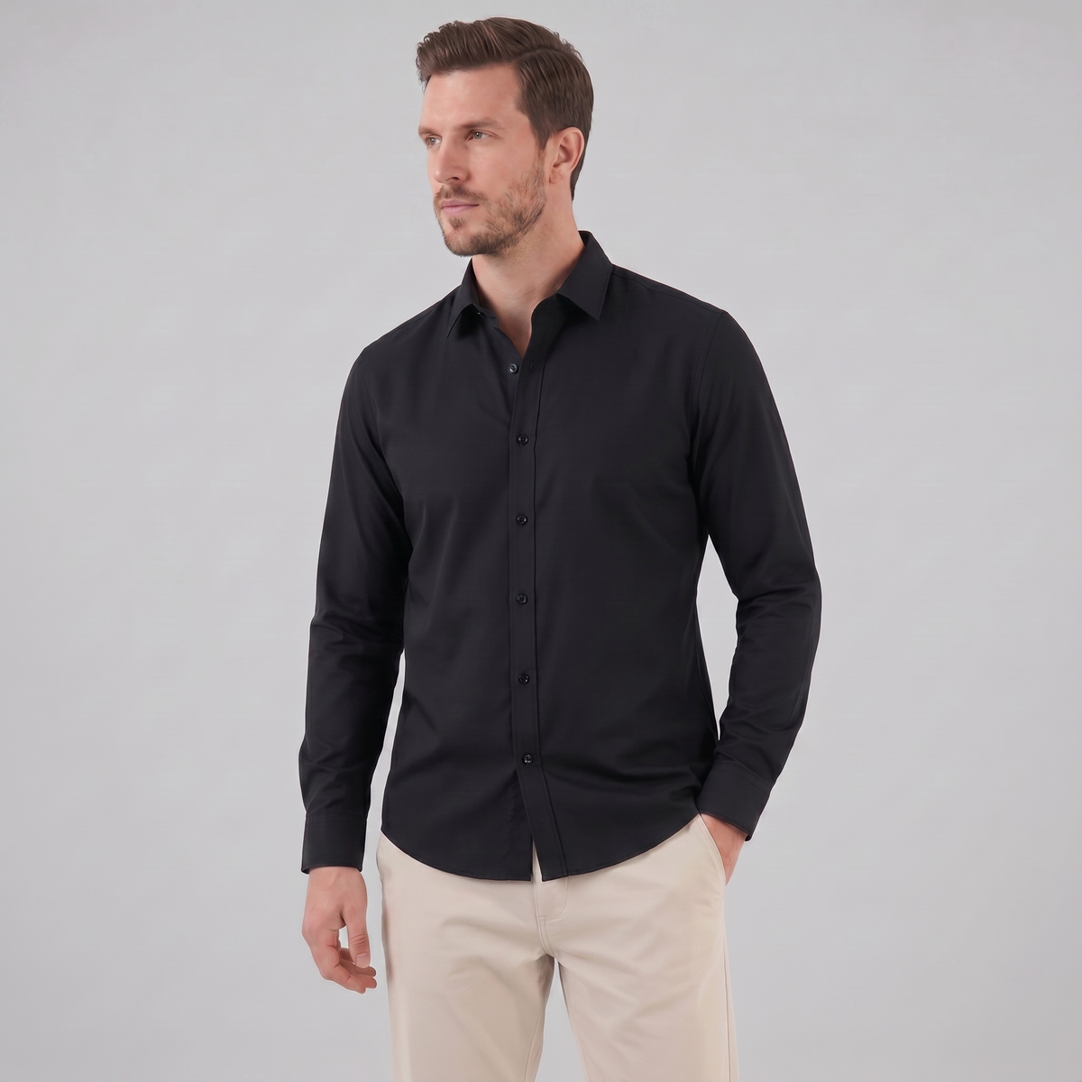 Men's Slim Fit Long Sleeve Shirt-7