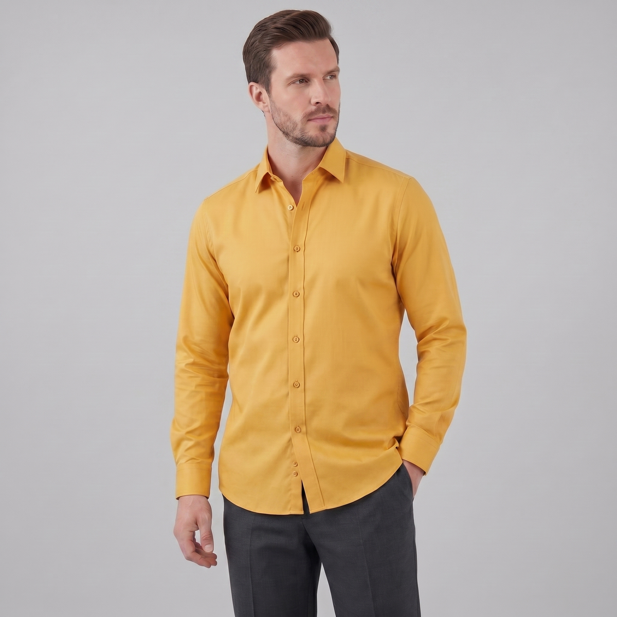 Men's Slim Fit Long Sleeve Shirt-22