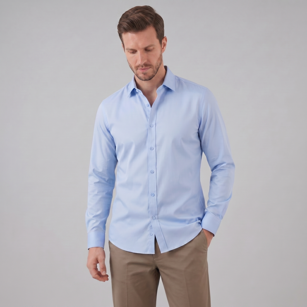 Men's Slim Fit Long Sleeve Shirt-17
