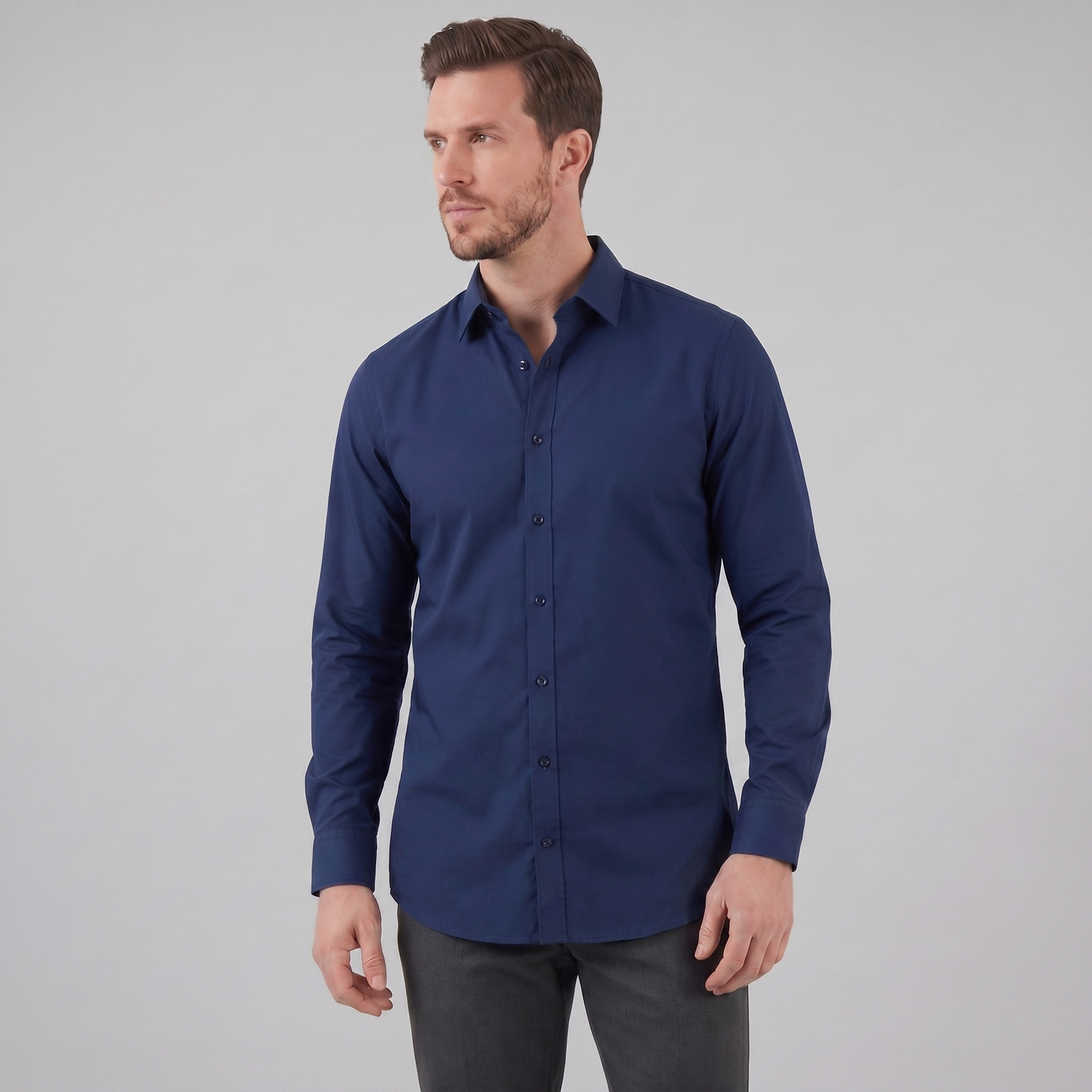 Men's Slim Fit Long Sleeve Shirt-12