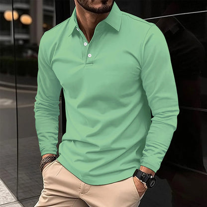 Men's Smart Long-Sleeve Polo Shirt - Green