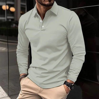 Men's Smart Long-Sleeve Polo Shirt - Grey