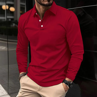 Men's Smart Long-Sleeve Polo Shirt - Red