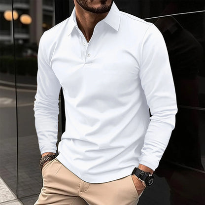 Men's Smart Long-Sleeve Polo Shirt - White