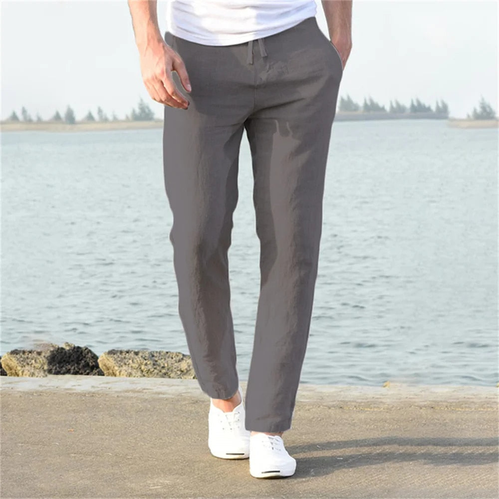 Men's Straight-Leg Pants with Drawstring Waist-5