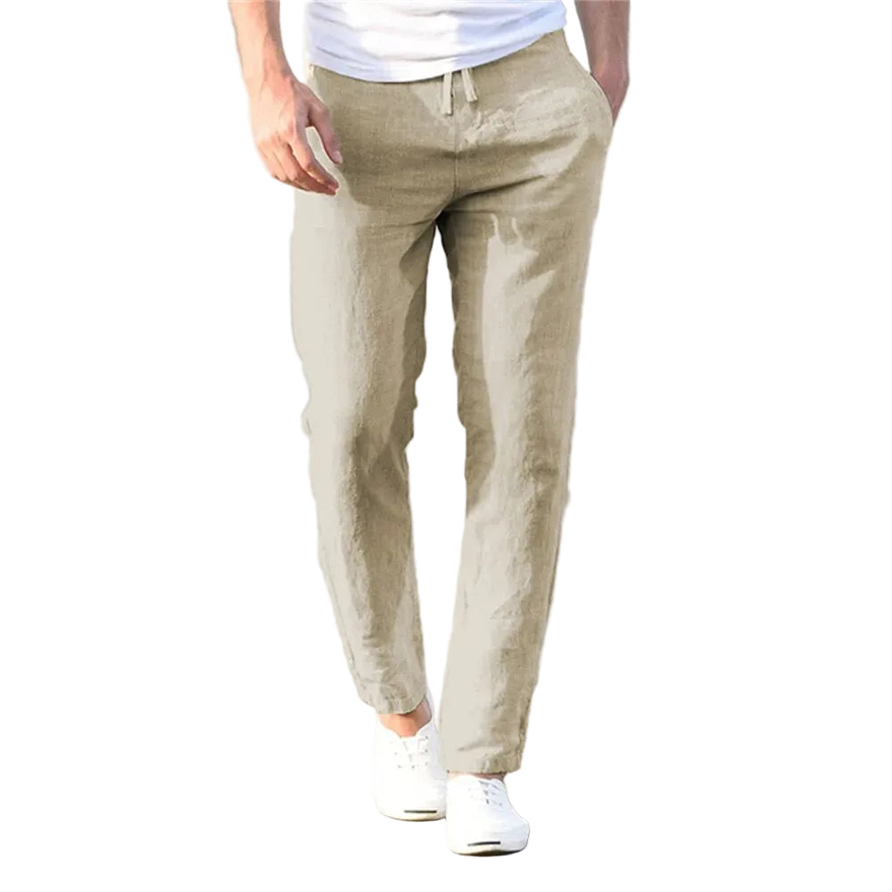 Men's Straight-Leg Pants with Drawstring Waist-2