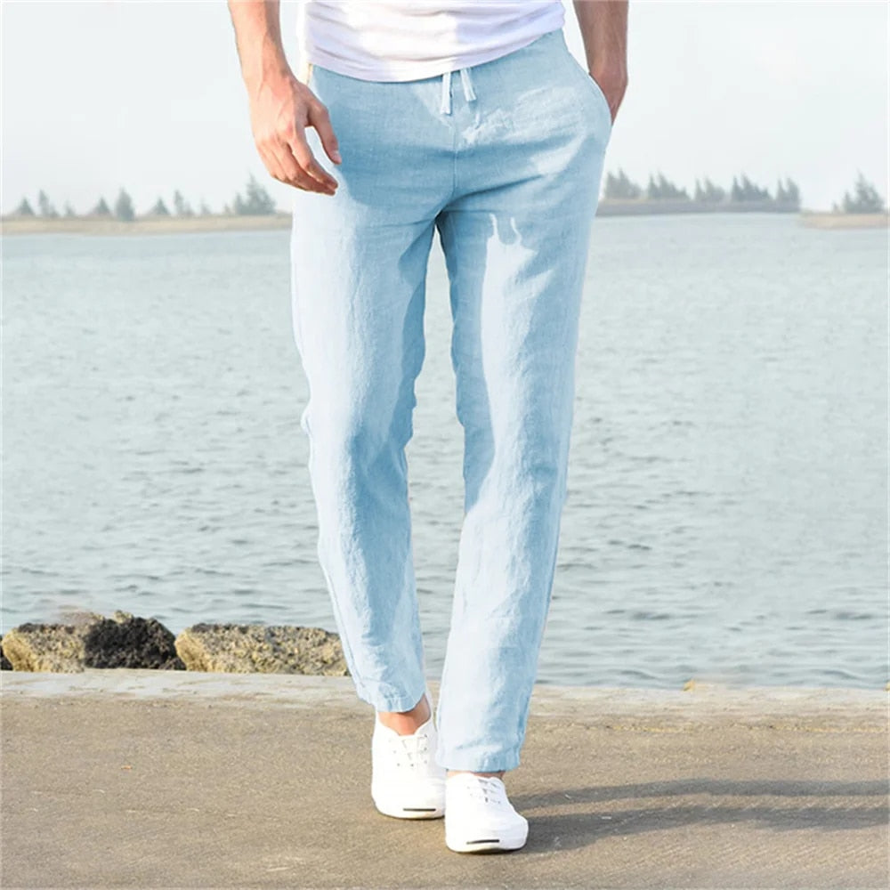 Men's Straight-Leg Pants with Drawstring Waist-4