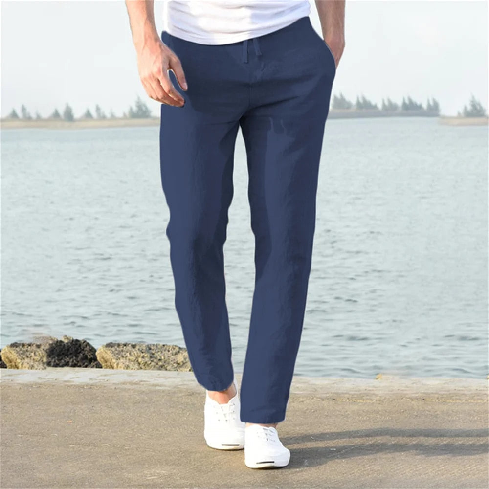 Men's Straight-Leg Pants with Drawstring Waist-6