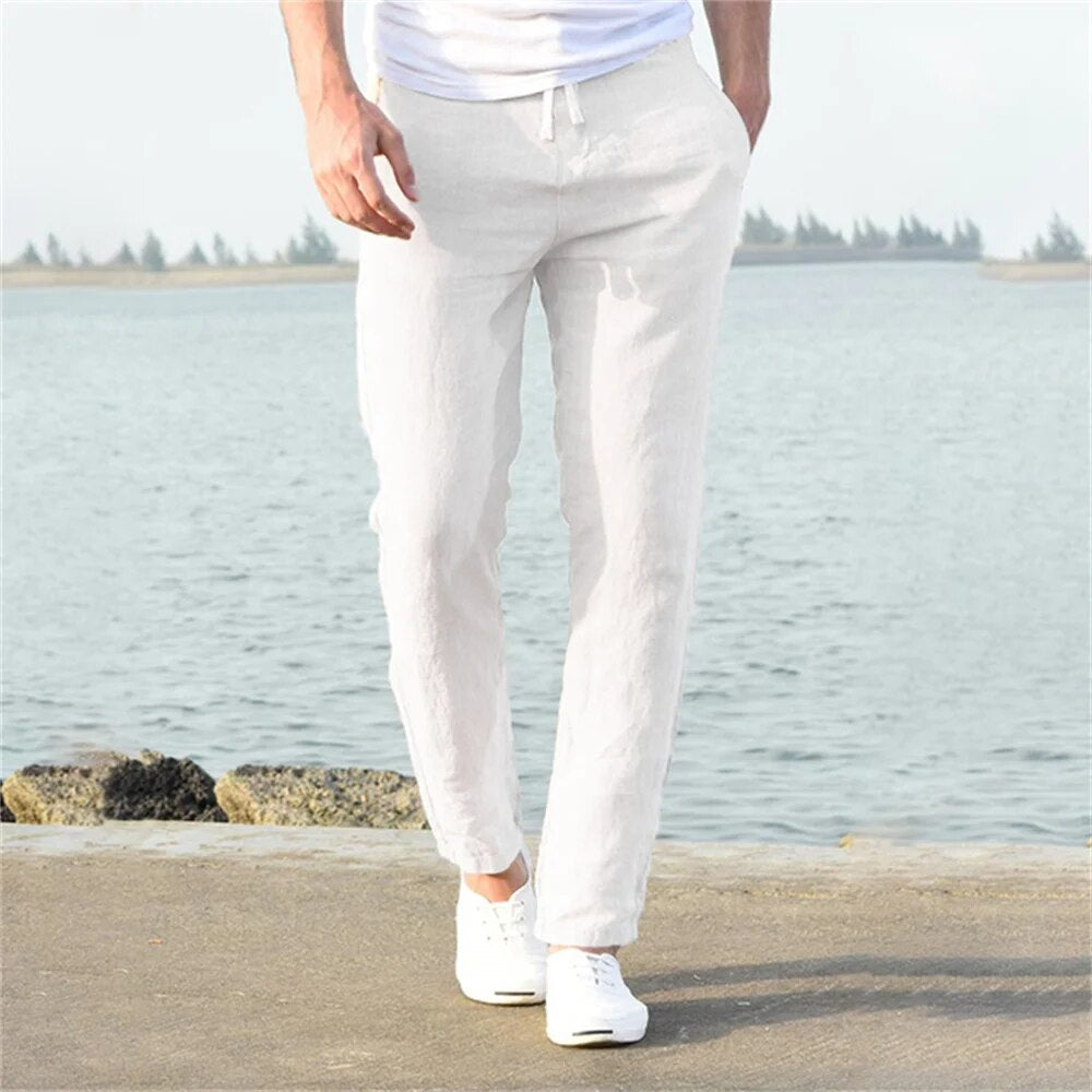 Men's Straight-Leg Pants with Drawstring Waist-1