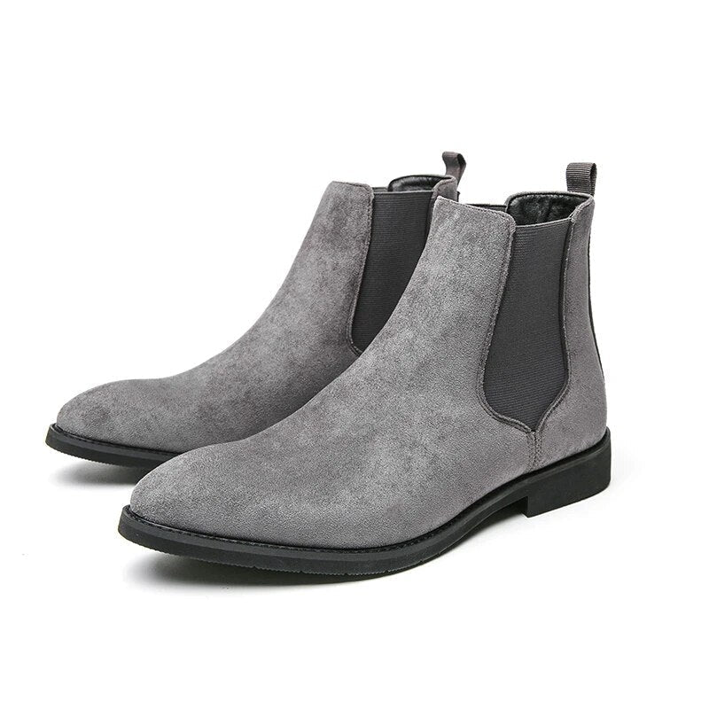 Men's Suede Cowboy Ankle Boots-2