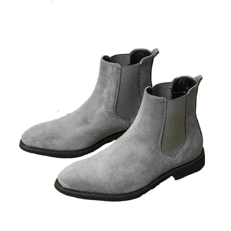 Men's Suede Cowboy Ankle Boots-3
