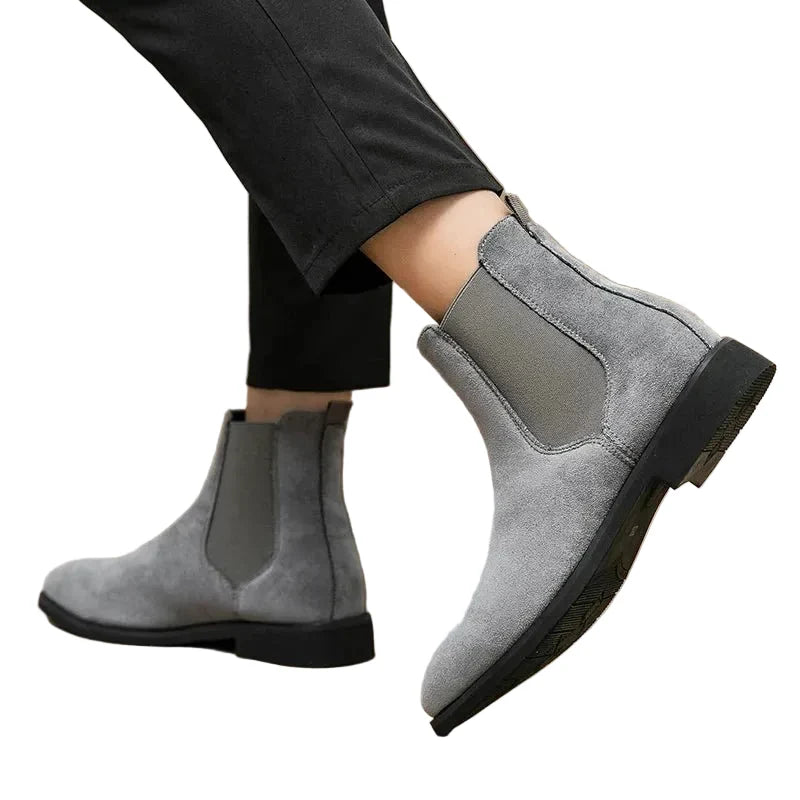 Men's Suede Cowboy Ankle Boots-4
