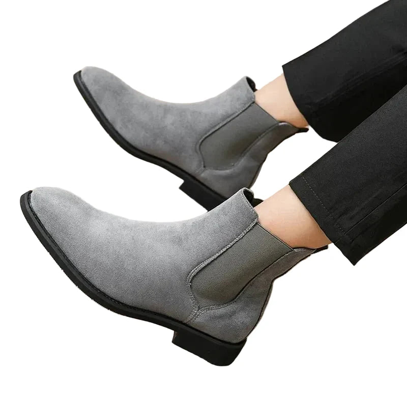 Men's Suede Cowboy Ankle Boots-5