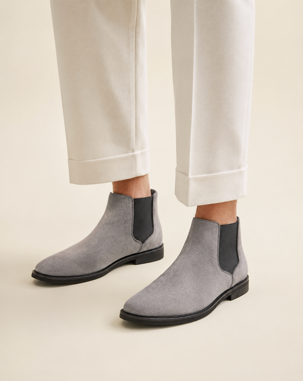 Men's Suede Cowboy Ankle Boots-1