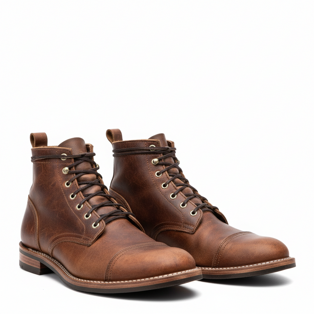 Men's Vintage Leather Lace-Up Boots-2