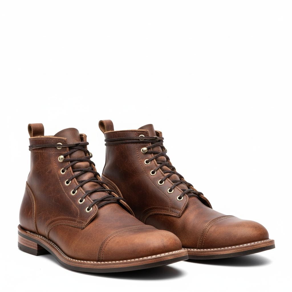 Men's Vintage Leather Lace-Up Boots-2