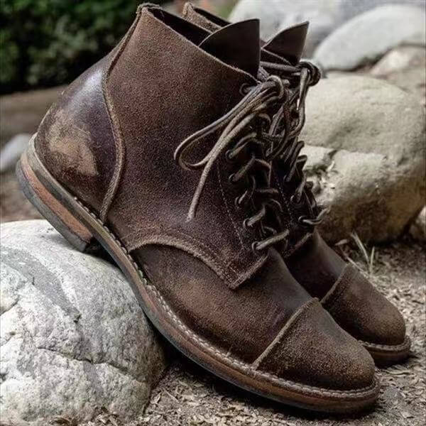 Men's Vintage Leather Lace-Up Boots-4