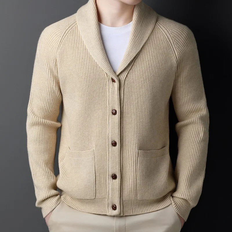 Men's Wool Knit Cardigan With Pockets-7
