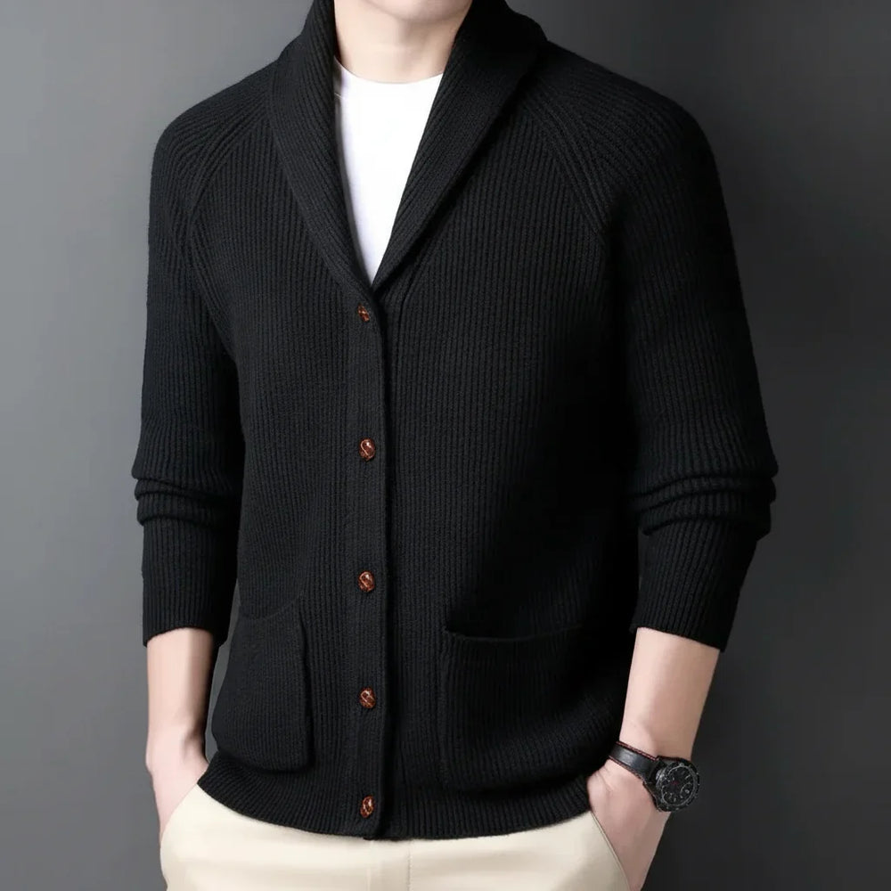Men's Wool Knit Cardigan With Pockets-8