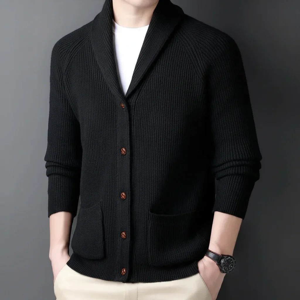 Men's Wool Knit Cardigan With Pockets-8