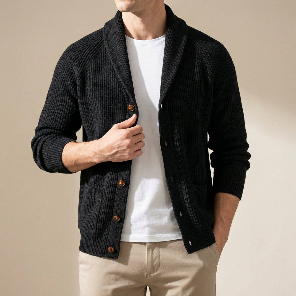 Men's Wool Knit Cardigan With Pockets-2