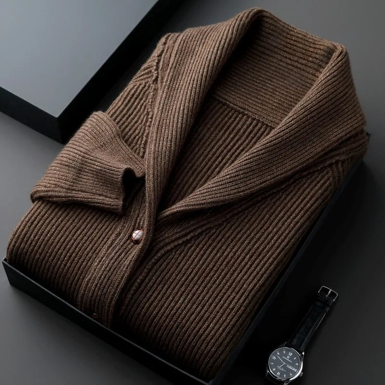 Men's Wool Knit Cardigan With Pockets-5