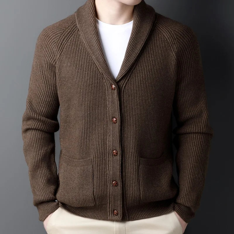 Men's Wool Knit Cardigan With Pockets-9