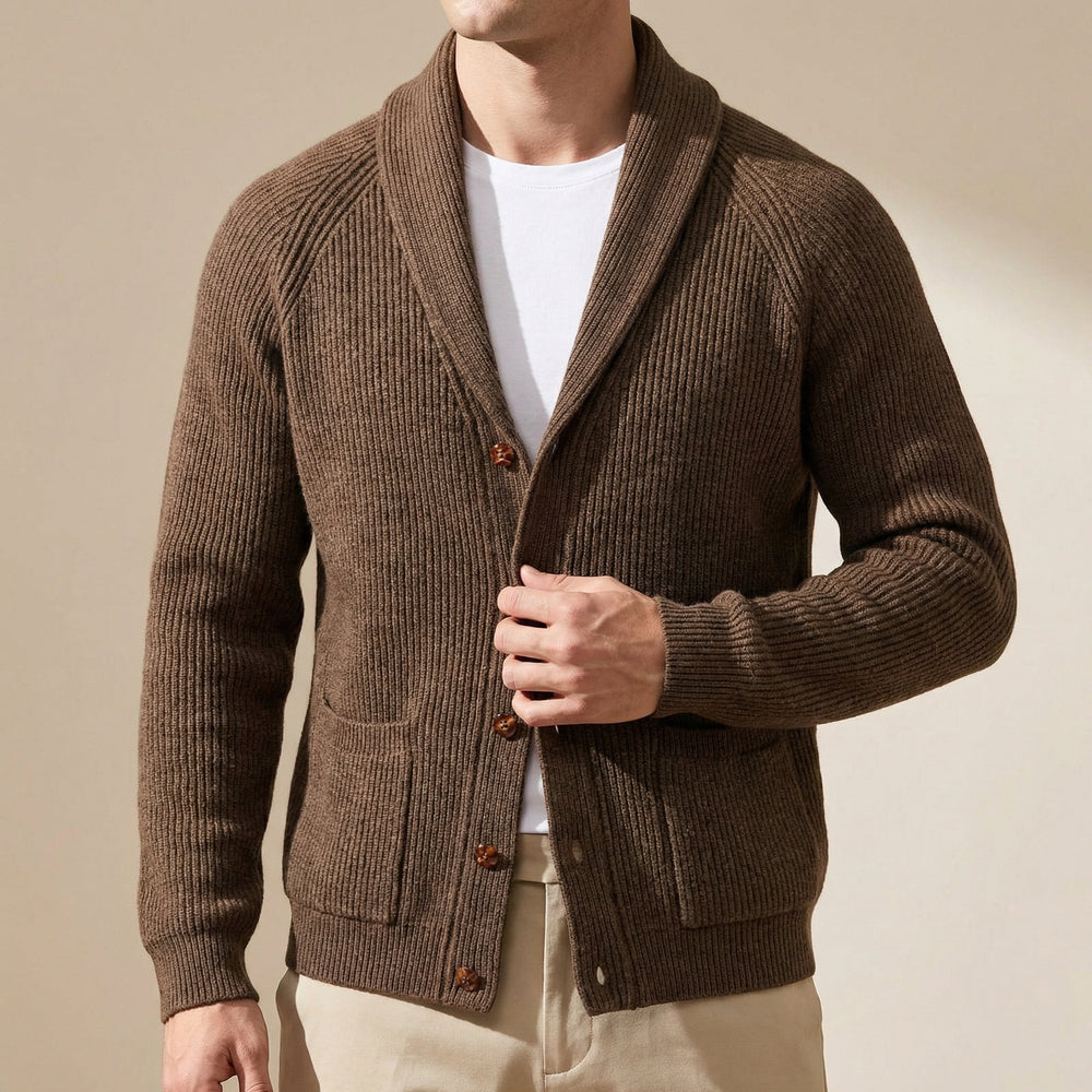Men's Wool Knit Cardigan With Pockets-3
