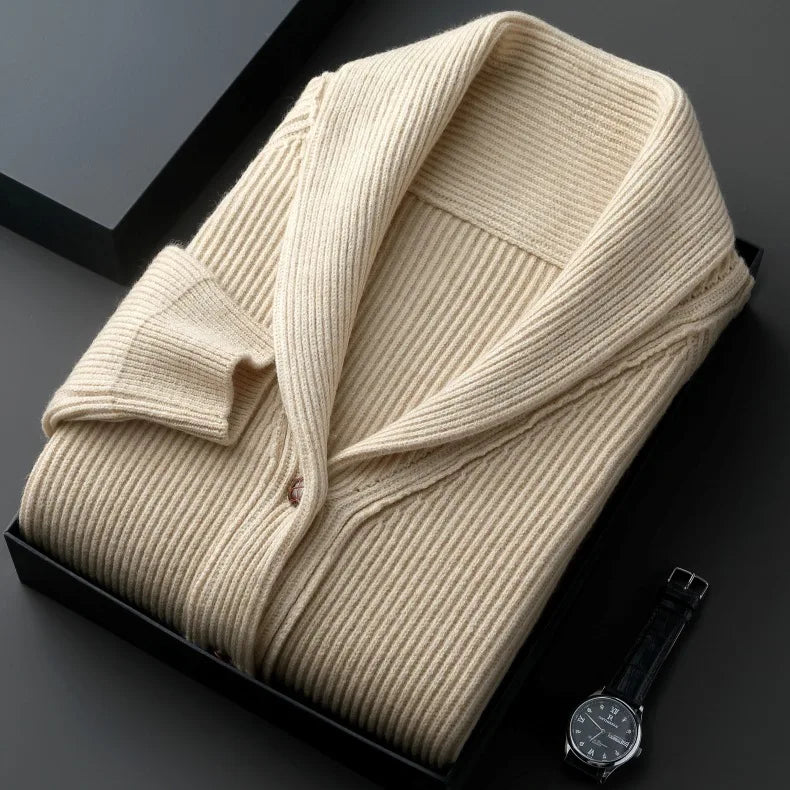 Men's Wool Knit Cardigan With Pockets-4