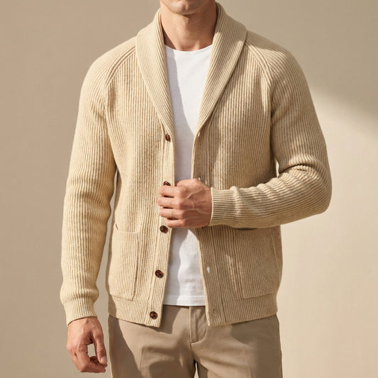 Men's Wool Knit Cardigan With Pockets-1