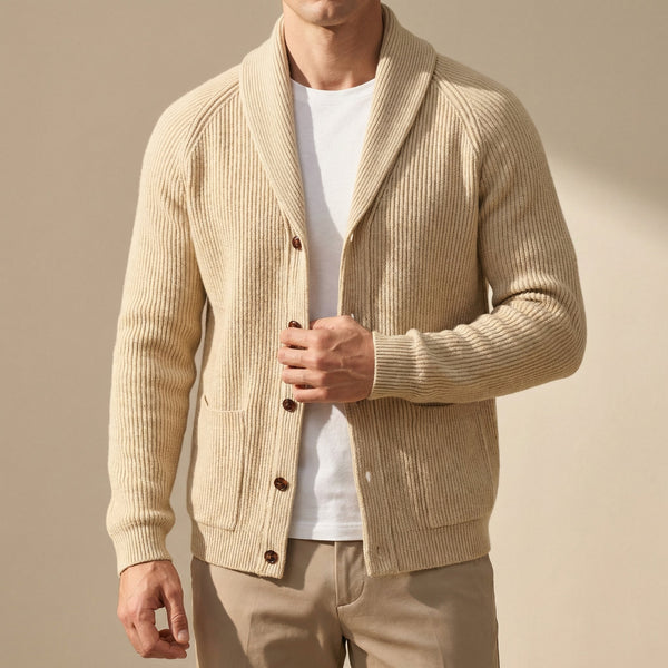 Men's Wool Knit Cardigan With Pockets-1