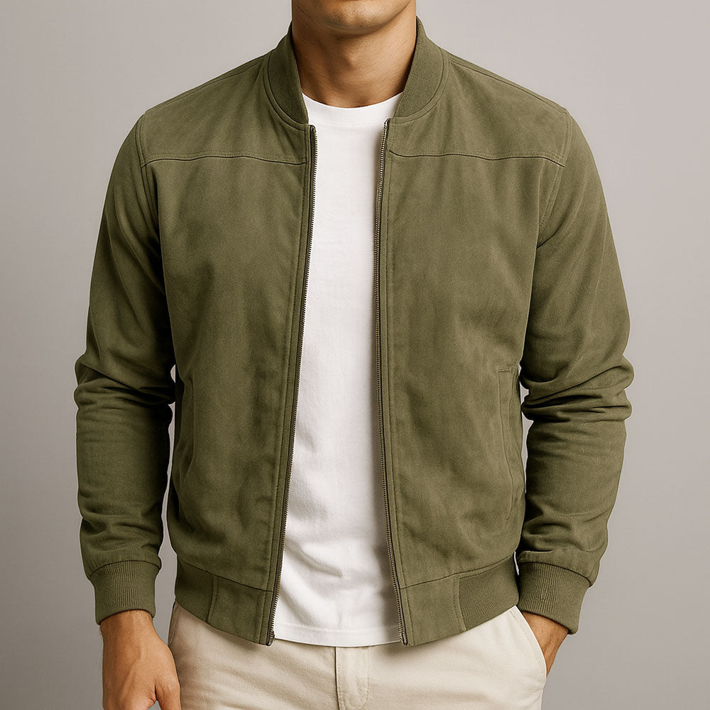 Men's Zip-Through Jacket with Tailored Fit in Green