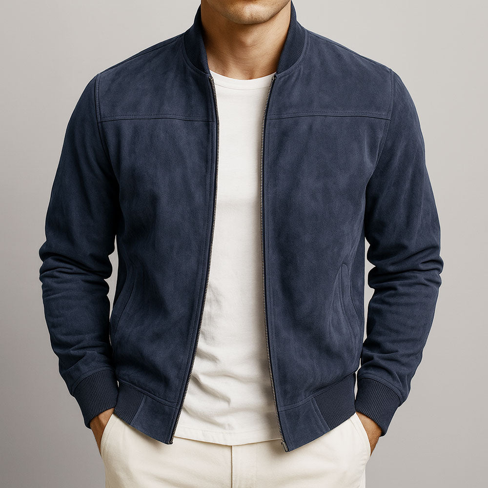 Men's Zip-Through Jacket with Tailored Fit in Dark blue