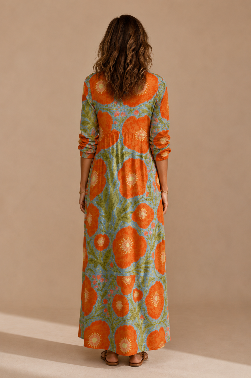 Women's Long Sleeve Maxi Dress With Flower Print