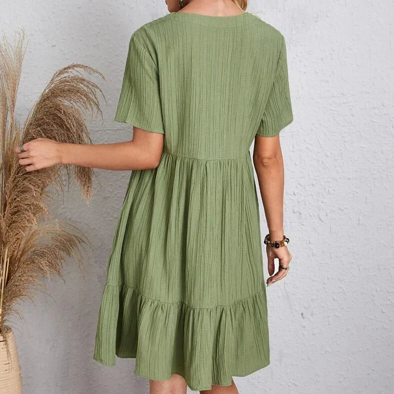 Women's V-Neck Midi Dress with Shaping Panel