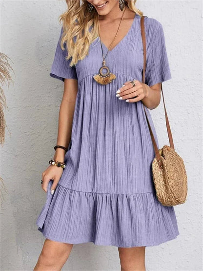 Women's V-Neck Midi Dress with Shaping Panel