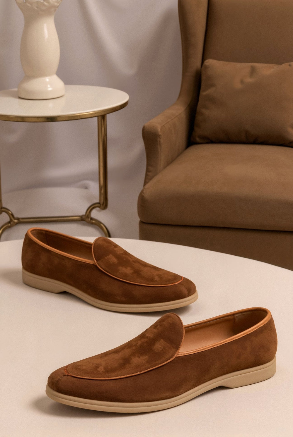 Unisex Suede Slip-On Loafers with Platform Sole-2