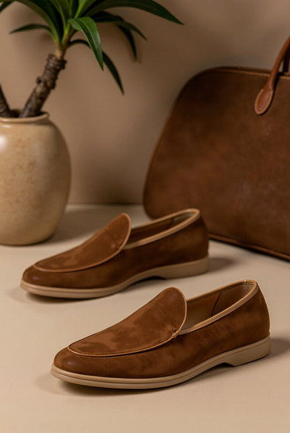 Unisex Suede Slip-On Loafers with Platform Sole-4