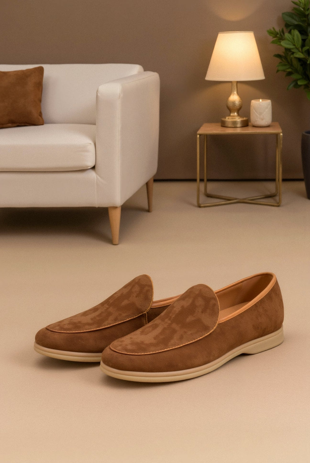 Unisex Suede Slip-On Loafers with Platform Sole-8