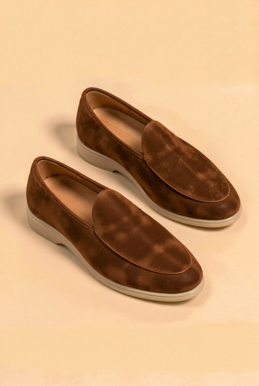 Unisex Suede Slip-On Loafers with Platform Sole-1